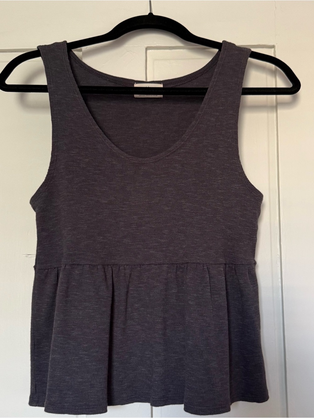 T.La Sleeveless Peplum Tank Top - Charcoal